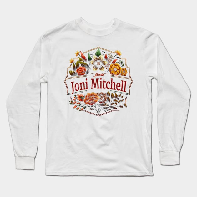 Joni Mitchell Flower Vintage Long Sleeve T-Shirt by Itulah Cinta